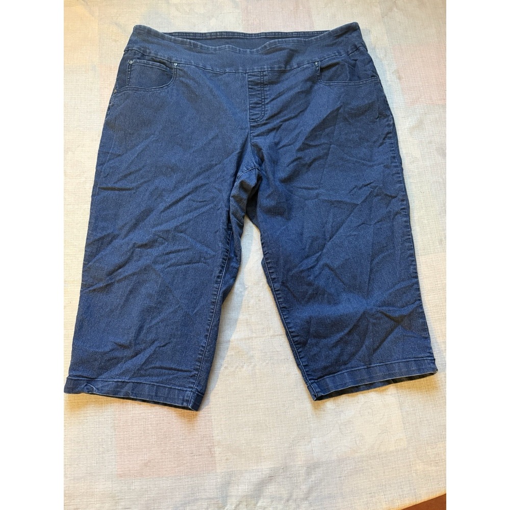 Time and Tru Women's XXL 20 Pull On Stretch Denim Capri Pants Blue—1